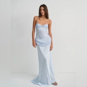 LIGHT BLUE FOR LOVE AND LEMONS DAISY GOWN SIZE XXS 100% SILK